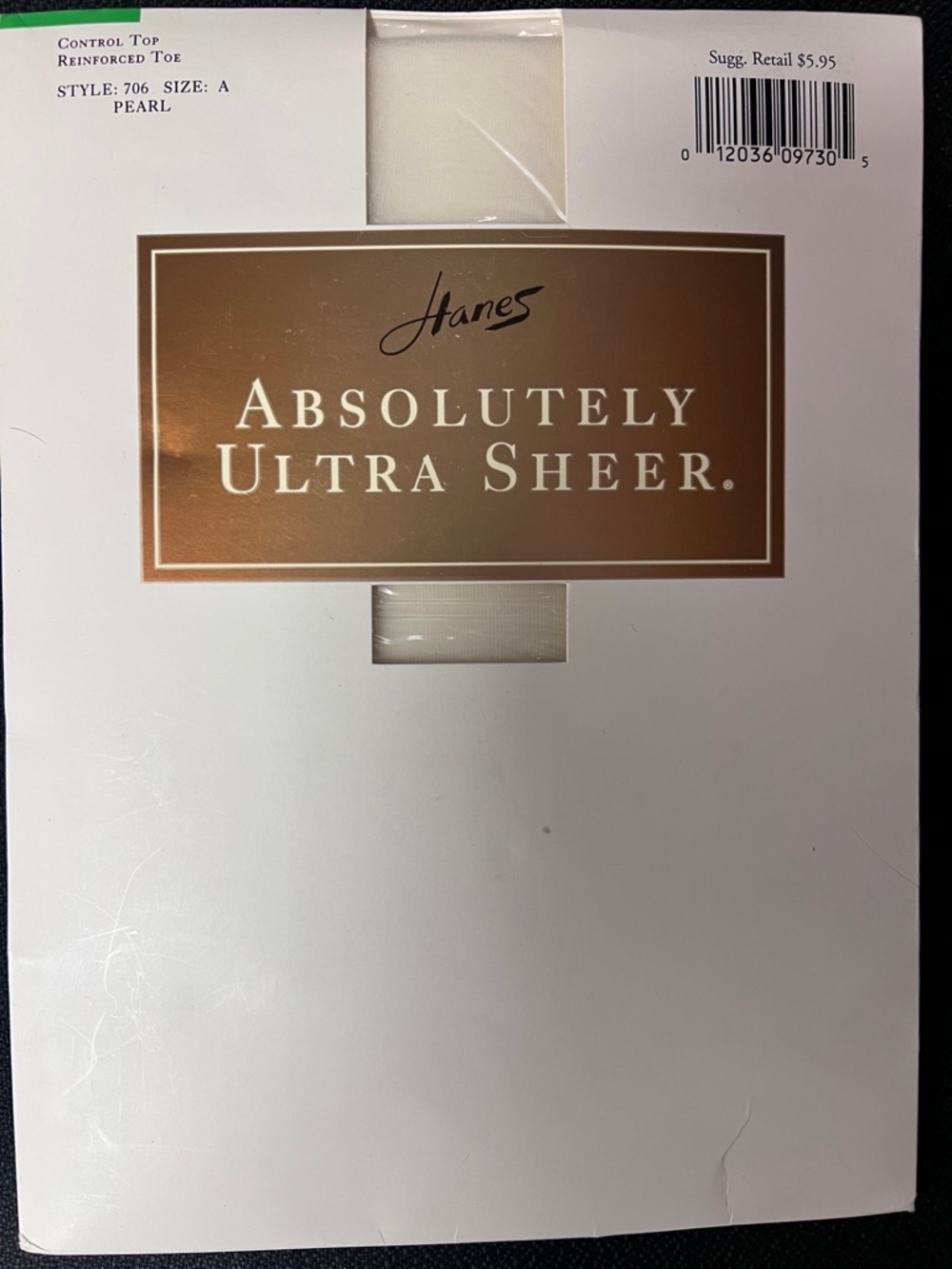 Hanes Ultra Sheer Pantyhose Size A Pearl Control Top Reinforced Toe New